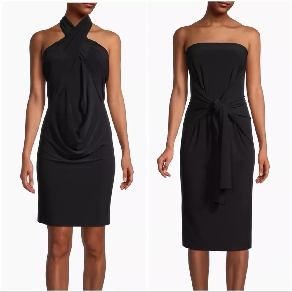 NWT Norma Kamali All In One Convertible Black Dress 6 Way Stretch XL